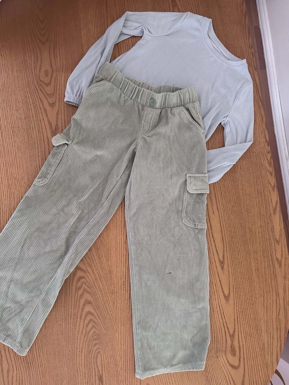 Cat & Jack Girls Corduroy Cargo Pants and Long Sleeve Shirt Set